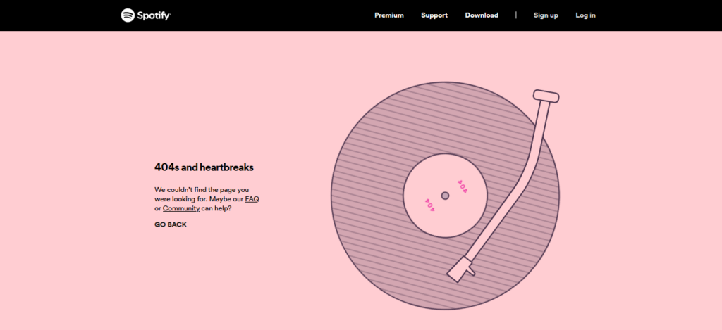 spotify 404 error page