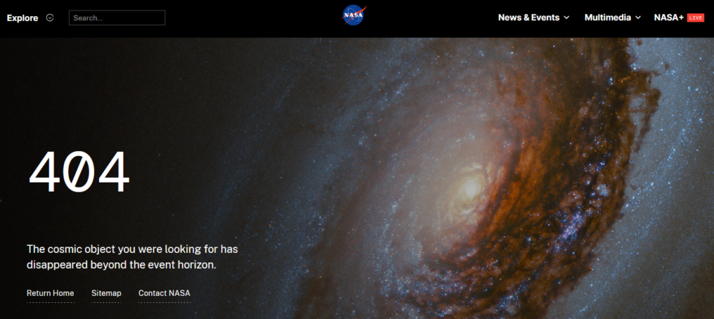 nasa 404 error page