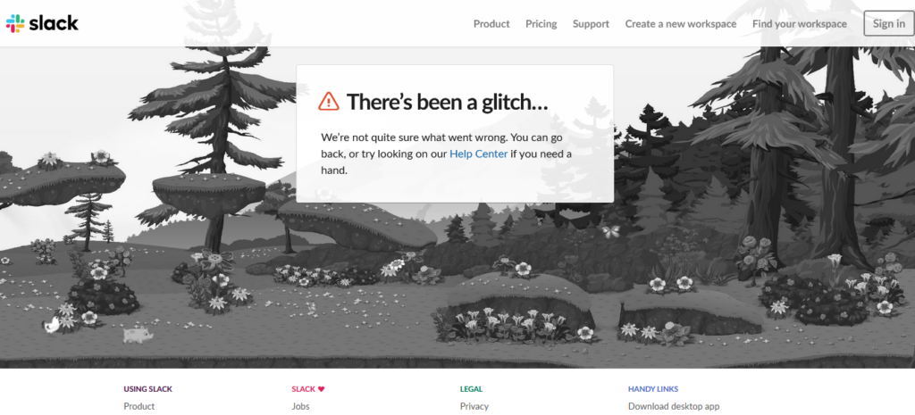 slack 404 error page